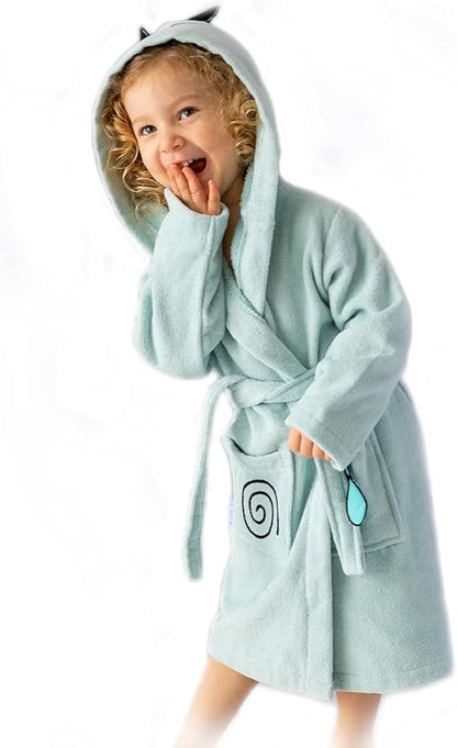 Milk&Moo "Sangaloz" Kids Hooded Bathrobe | 100% Oeko-Tex Certified Velvet Cotton | Ages 2–4