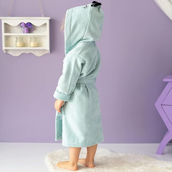 Milk&Moo "Sangaloz" Kids Hooded Bathrobe | 100% Oeko-Tex Certified Velvet Cotton | Ages 2–4