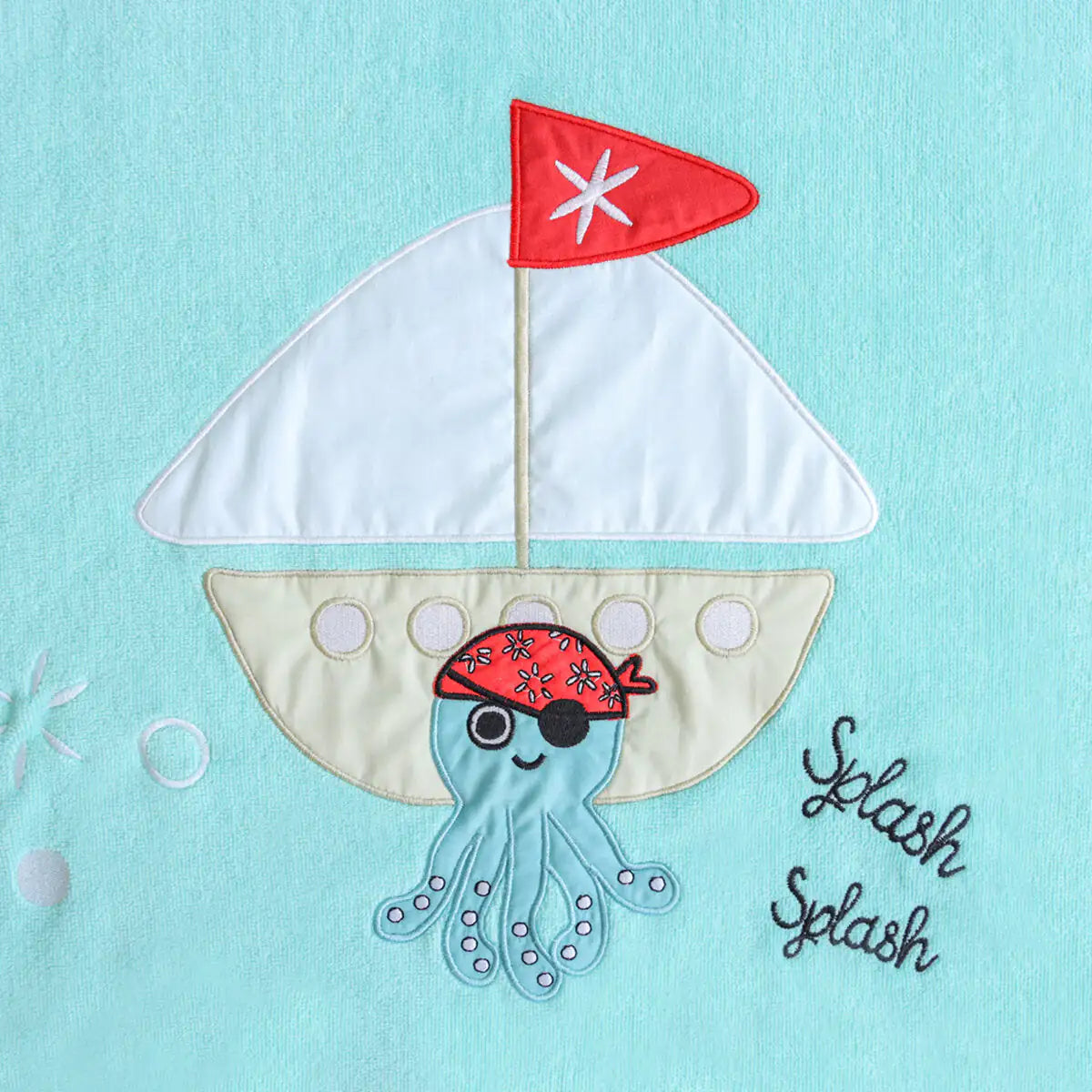 Milk&Moo "Sailor Octopus" Kids Hooded Beach Towel Poncho | 100% Oeko-Tex Certified Velvet Cotton | Ages 4-6