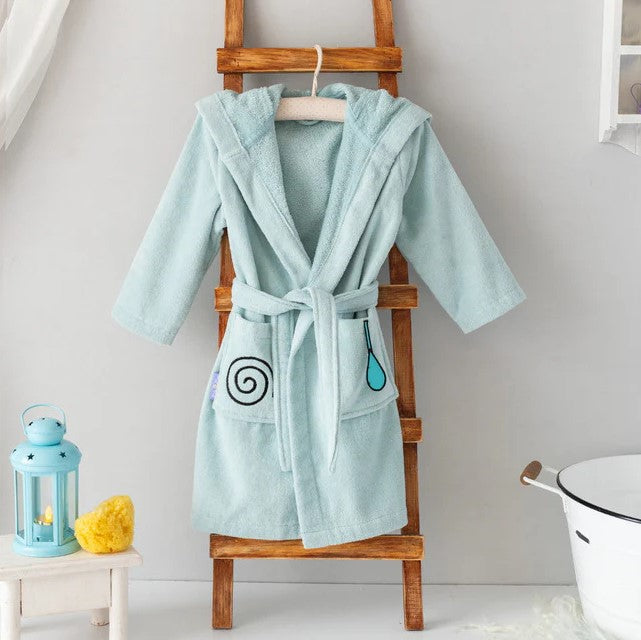 Milk&Moo "Sangaloz" Kids Hooded Bathrobe | 100% Oeko-Tex Certified Velvet Cotton | Ages 2–4